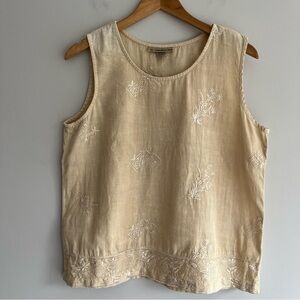 NU Construction Vintage Beige Embroidered Tank Top PL
